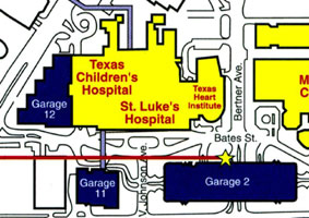 テキサスハートセンターと他病院との地理的関係